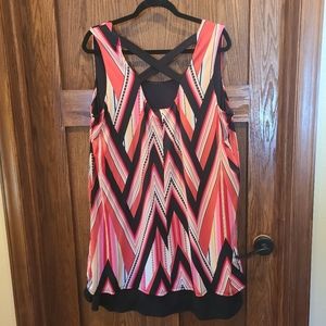 Notations shift dress- cross cross back